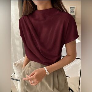 Elegant Burgundy Short Sleeve Top
